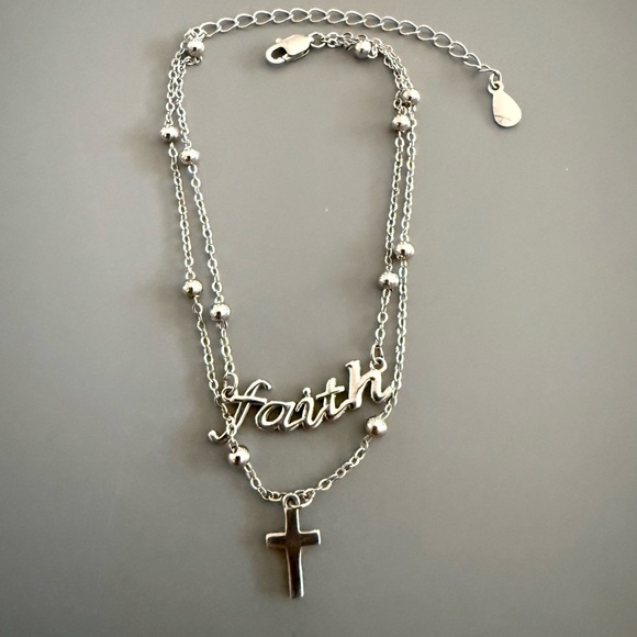 Faith Solid Sterling Silver Bracelet can be worn 7-9 inches long! - Picture 1 of 5